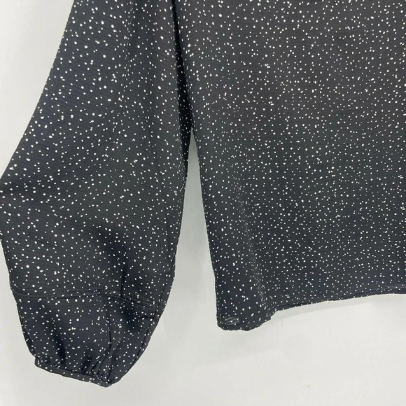GAP Tops Women's Sz M Black White Polka Dots V Neck Pullover Puffed Long Sleeve - Picture 7 of 8